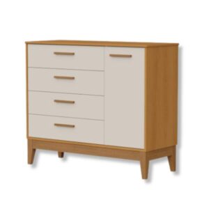 Cômoda Sapateira Flip 1 Porta 4 Gavetas Areia Fosco Savana