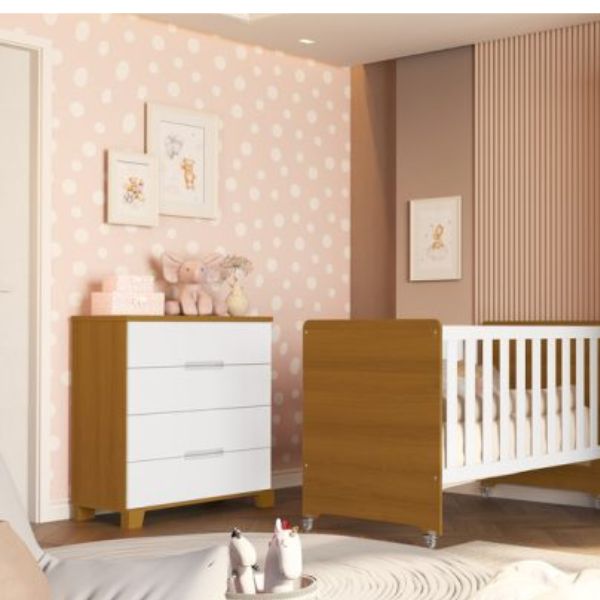 Cômoda Gaveteiro Luna 4 Gavetas Areia Fosco Savana Reller - Imagem 2