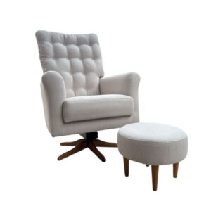 Poltrona Laura com Balanço e Giro e Puff Atena Mahler