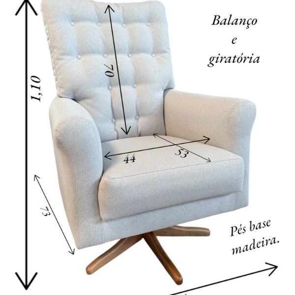 Poltrona Laura com Balanço e Giro e Puff Atena Mahler - Imagem 2