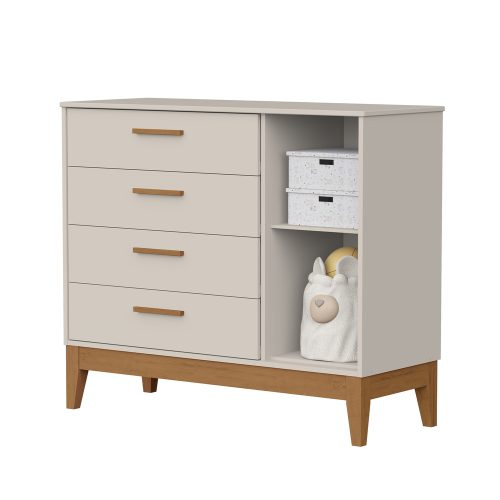 Cômoda Sapateira Flip 1 Porta 4 Gavetas Areia Fosco - Imagem 3