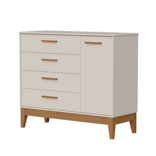 Cômoda Sapateira Flip 1 Porta 4 Gavetas Areia Fosco