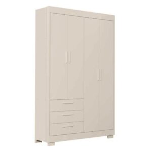 Roupeiro Zaki 4 Portas 3 Gavetas Areia Fosco