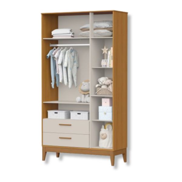 Roupeiro Flip 3 Portas 2 Gavetas Areia Fosco Savana - Imagem 3