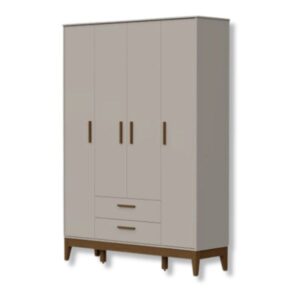 Roupeiro Flip 4 Portas 2 Gavetas Areia Fosco