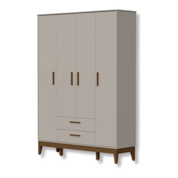Roupeiro Flip 4 Portas 2 Gavetas Areia Fosco