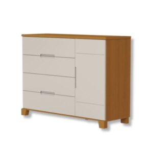 Cômoda Sapateira Luna  4 Gavetas, 1 Porta Areia Fosco Savana Reller