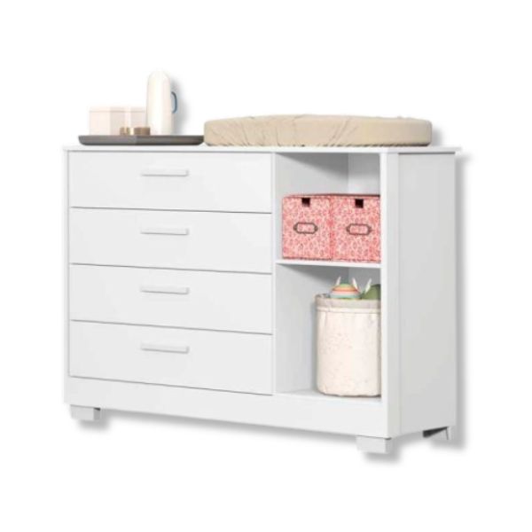 Comoda Zaki 1 Porta 4 Gavetas Branco Fosco - Imagem 2