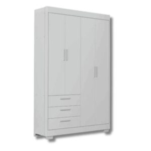 Roupeiro Zaki 4 Portas 3 Gavetas Branco Fosco