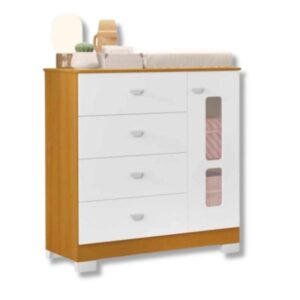 Cômoda New Katatau 1 Porta 4 Gavetas Branco Fosco Savana Reller