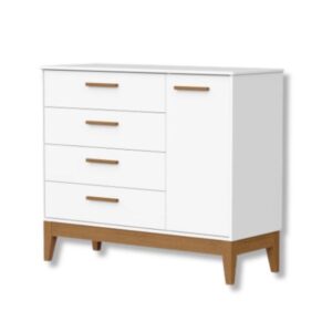 Cômoda Sapateira Flip 1 Porta 4 Gavetas Branco Fosco