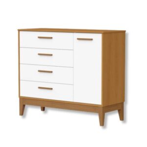 Cômoda Sapateira Flip 1 Porta 4 Gavetas Branco Fosco Savana