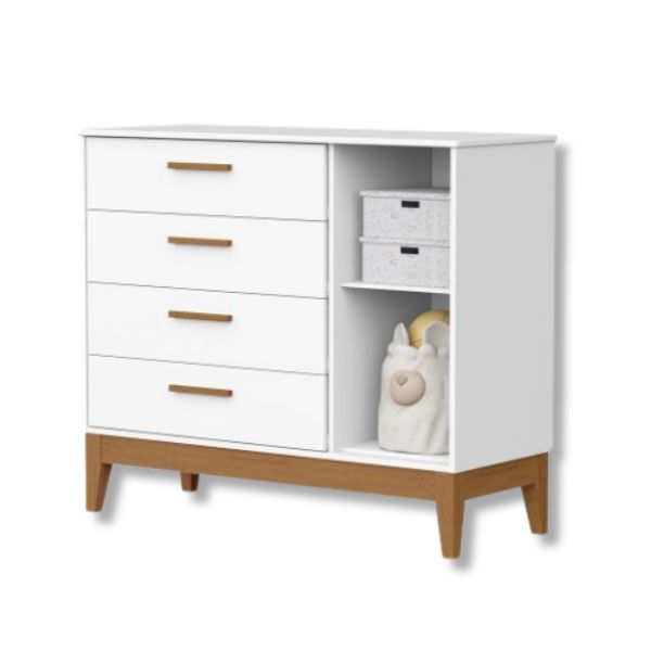 Cômoda Sapateira Flip 1 Porta 4 Gavetas Branco Fosco - Imagem 2