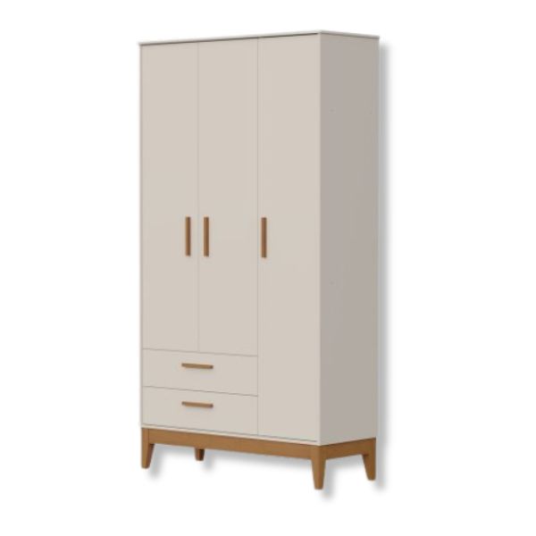 Roupeiro Flip 3 Portas 2 Gavetas Areia Fosco