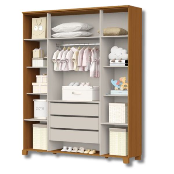 Roupeiro Luna 4 Portas Max Areia Fosco Savana Reller - Imagem 2