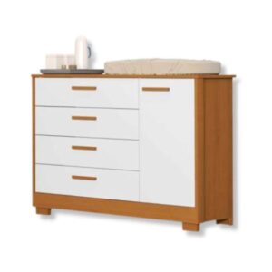 Comoda Zaki 1 Porta 4 Gavetas Branco Fosco Savana