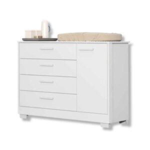 Comoda Zaki 1 Porta 4 Gavetas Branco Fosco