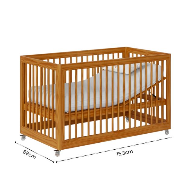 Berço 3 em 1 Evolutivo Coleção Lion Amadeirado Cor Carvalho Avelã Divicar - Imagem 5