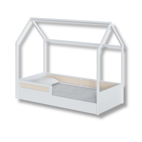 Cama Montessoriana Casinha Com Rattan Coleção Divertidamente Cor Branca Divicar
