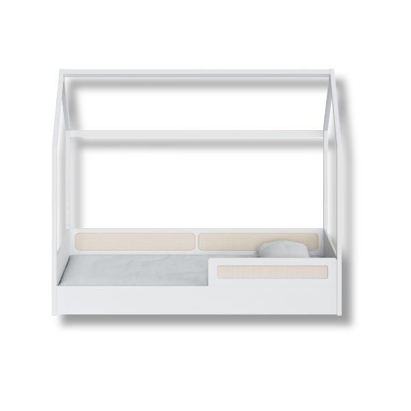 Cama Montessoriana Casinha Com Rattan Coleção Divertidamente Cor Branca Divicar - Imagem 3