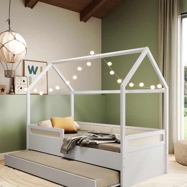 Cama Montessoriana Casinha Com Rattan Coleção Divertidamente Cor Branca Divicar - Imagem 2