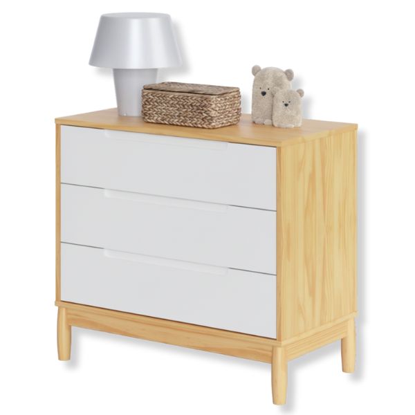 Cômoda Infantil 3 Gavetas Coleção Lion Cor Nature com Branco - Imagem 2