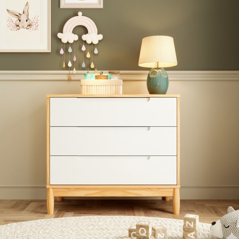 Cômoda Infantil 3 Gavetas Coleção Lion Cor Nature com Branco - Imagem 4