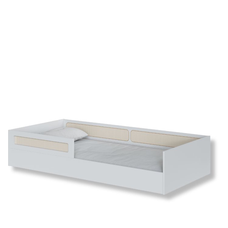 Cama Montessoriana Com Rattan Tamanho Solteiro Coleção Divertidamente Cor Branca Divicar