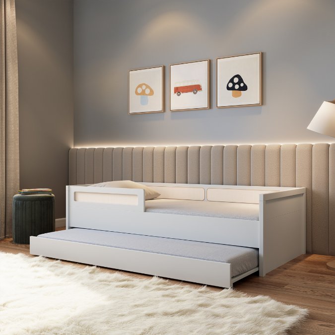 Bicama Infantil Com Escadinha e Escorregador Coleção Divertidamente Cor Branca Divicar - Imagem 6