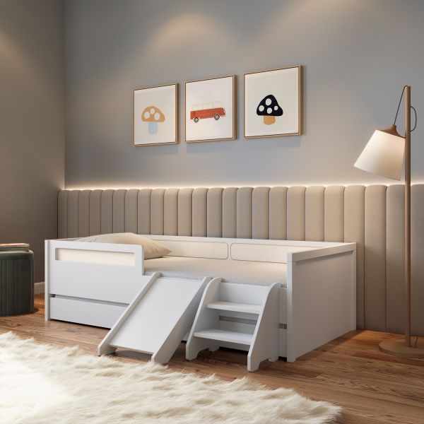 Bicama Infantil Com Escadinha e Escorregador Coleção Divertidamente Cor Branca Divicar - Imagem 2