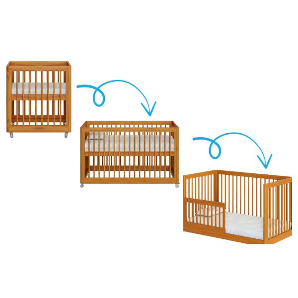 Berço 3 em 1 Evolutivo Coleção Lion Amadeirado Cor Carvalho Avelã Divicar - Imagem 4